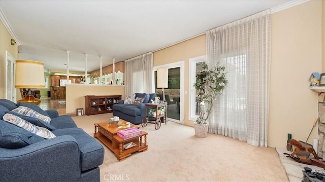 860 Knollwood Dr, Corona, CA 92882 - living area with carpet flooring and ornamental molding