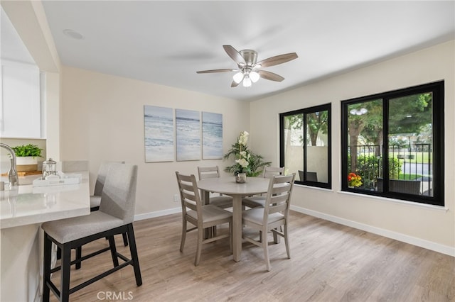 18325 Gum Tree Ln, Huntington Beach, CA 92646 - dining room featuring light wood-style floors and a ceiling fan