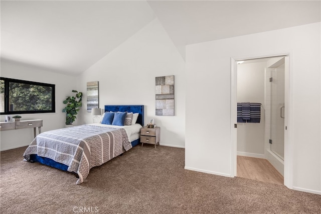 18325 Gum Tree Ln, Huntington Beach, CA 92646 - carpeted bedroom with baseboards and high vaulted ceiling