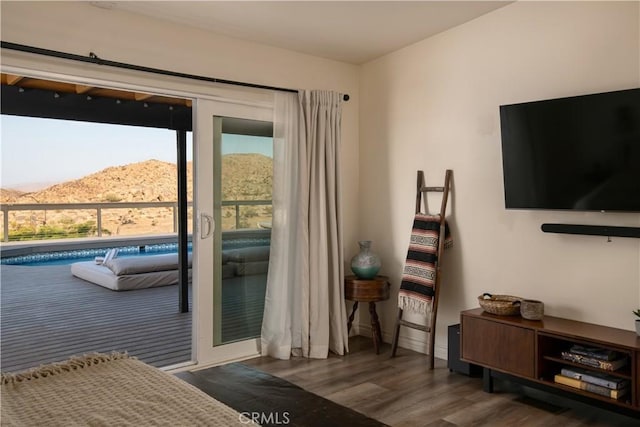 59855 Security Dr, Yucca Valley, CA 92284 - entryway featuring a mountain view and wood finished floors