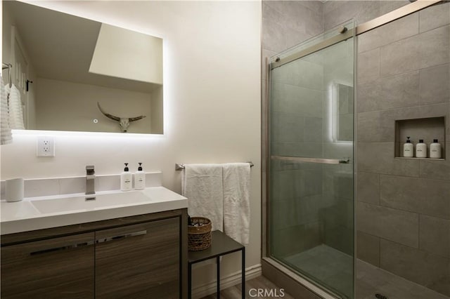59855 Security Dr, Yucca Valley, CA 92284 - bathroom with vanity and a tile shower