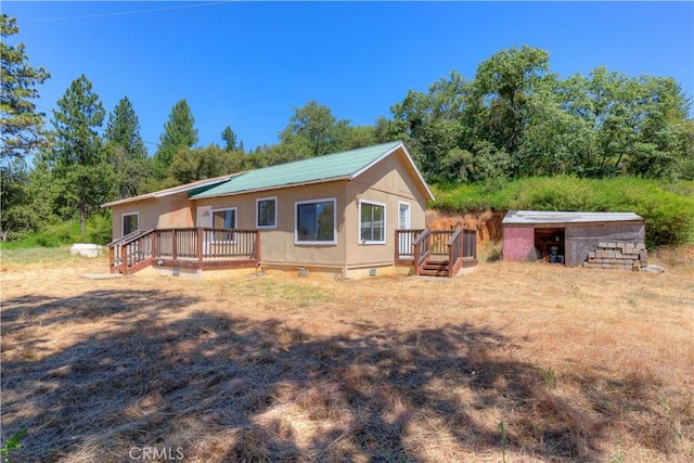 13545 Surcease Mine Rd, Oroville, CA 95965 - rear view of house featuring a deck and crawl space