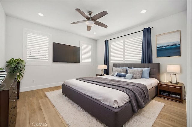 6508 Alondra Blvd, Paramount, CA 90723 - bedroom featuring light wood-type flooring, recessed lighting, and ceiling fan