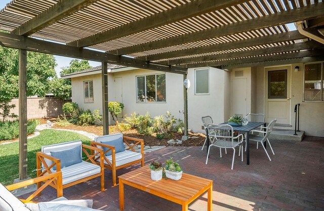 1157 Steffen St, Glendora, CA 91741 - view of patio / terrace featuring outdoor dining area, a pergola, and an outdoor living space