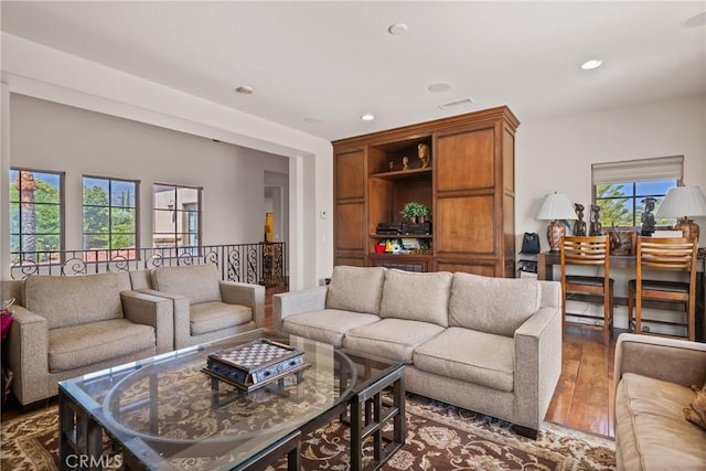 1377 Versante Cir, Corona, CA 92881 - living area with wood finished floors and recessed lighting