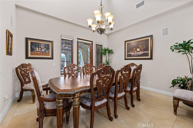 1377 Versante Cir, Corona, CA 92881 - dining space with a chandelier and light tile patterned floors