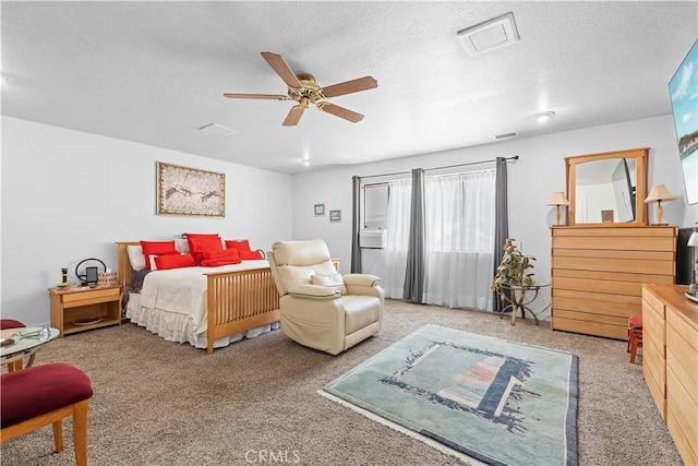 1876 Sparrow Rd, Wrightwood, CA 92397 - carpeted bedroom featuring a textured ceiling and a ceiling fan