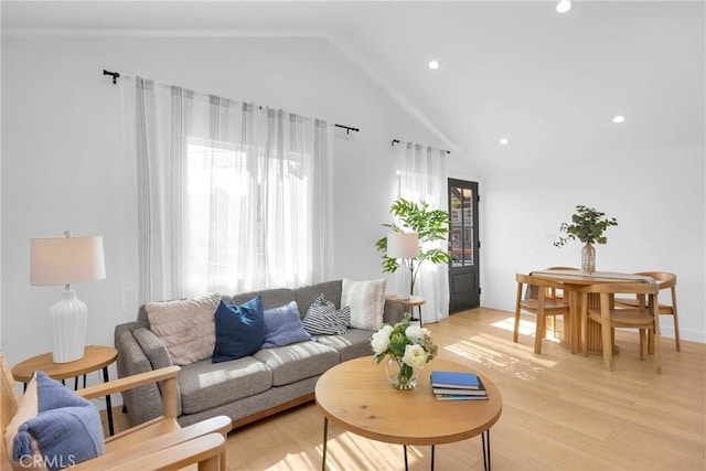 351 Vista Pl, Los Angeles, CA 90042 - living area with lofted ceiling, light wood-style floors, and recessed lighting