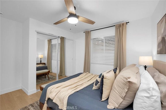 351 Vista Pl, Los Angeles, CA 90042 - bedroom with light wood-style flooring and a ceiling fan