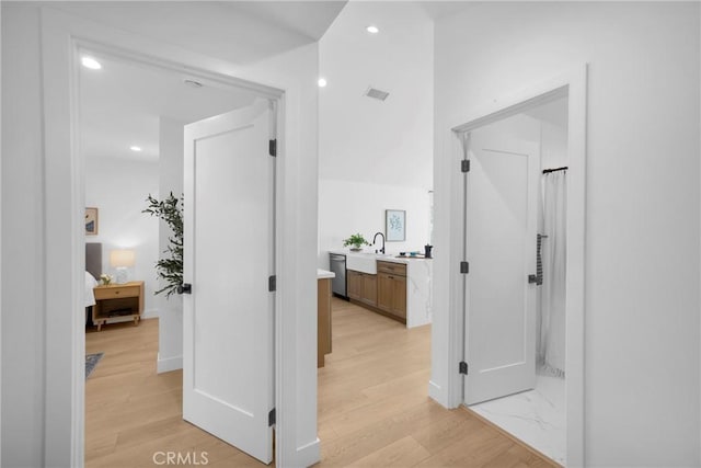 351 Vista Pl, Los Angeles, CA 90042 - hall featuring recessed lighting and light wood-style flooring