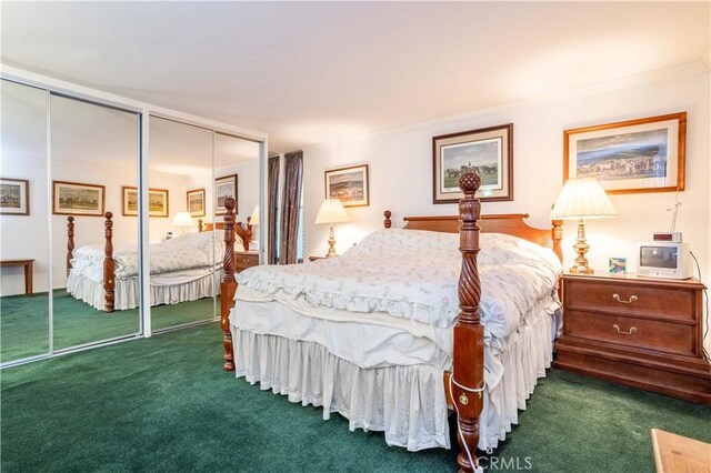 740 S Orange Grove Blvd Unit 7, Pasadena, CA 91105 - bedroom featuring carpet floors, two closets, and ornamental molding