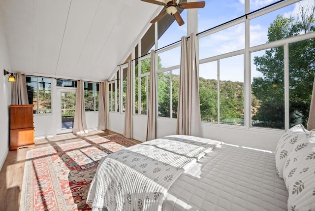 26380 San Felipe Rd, Warner Springs, CA 92086 - bedroom with lofted ceiling, wood finished floors, and access to exterior