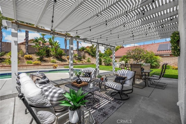 637 Silver Bridle Rd, Walnut, CA 91789 - fenced backyard with outdoor dining space, a pergola, and a patio
