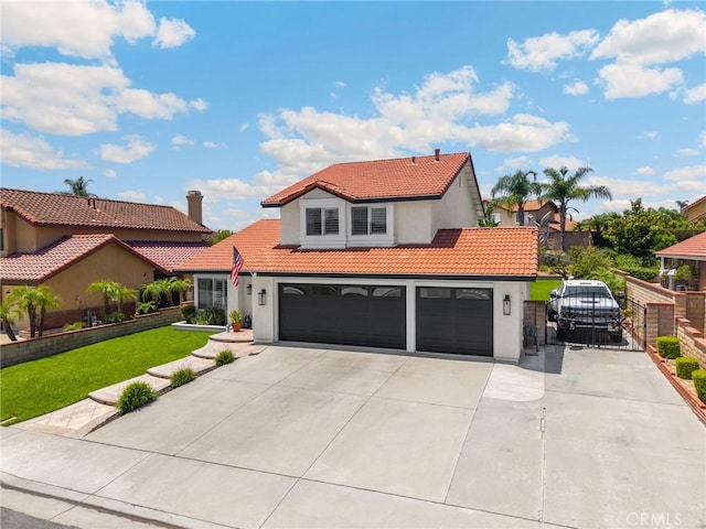 637 Silver Bridle Rd, Walnut, CA 91789 - mediterranean / spanish house with stucco siding, concrete driveway, a tiled roof, and an attached garage