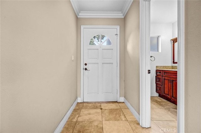 17959 Cantara St, Reseda, CA 91335 - entryway featuring ornamental molding and light tile patterned flooring