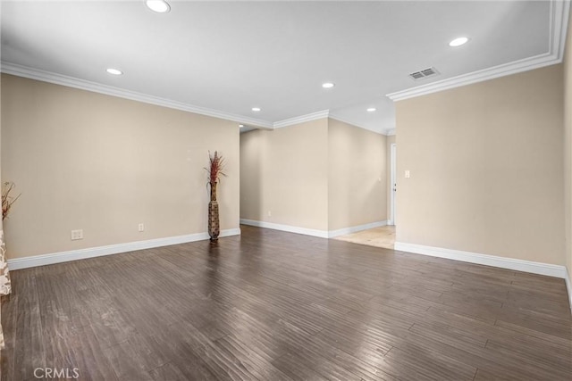 17959 Cantara St, Reseda, CA 91335 - unfurnished living room featuring ornamental molding, wood finished floors, and recessed lighting