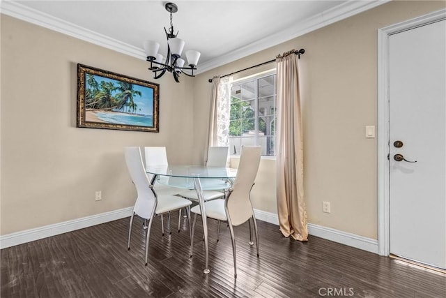 17959 Cantara St, Reseda, CA 91335 - dining space featuring a chandelier, ornamental molding, and wood finished floors