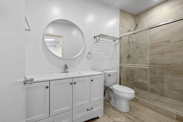 18720 Keswick St, Reseda, CA 91335 - bathroom featuring a shower stall, vanity, and wood finished floors