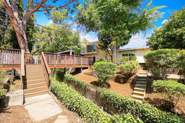 5245 Ramsdell Ave, La Crescenta, CA 91214 - view of yard with stairway and a wooden deck