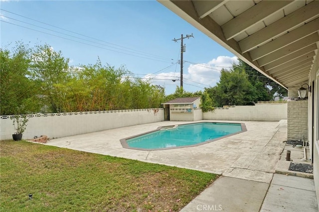 1346 Butler Way, Upland, CA 91786 - view of pool with a patio, a fenced backyard, and a storage shed