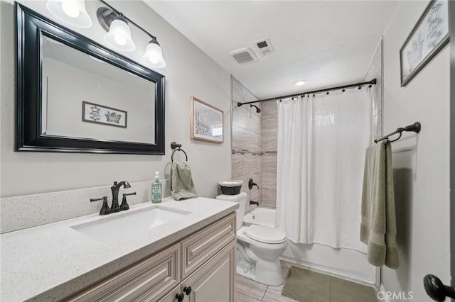 1346 Butler Way, Upland, CA 91786 - bathroom with vanity, shower / bath combo with shower curtain, and tile patterned flooring
