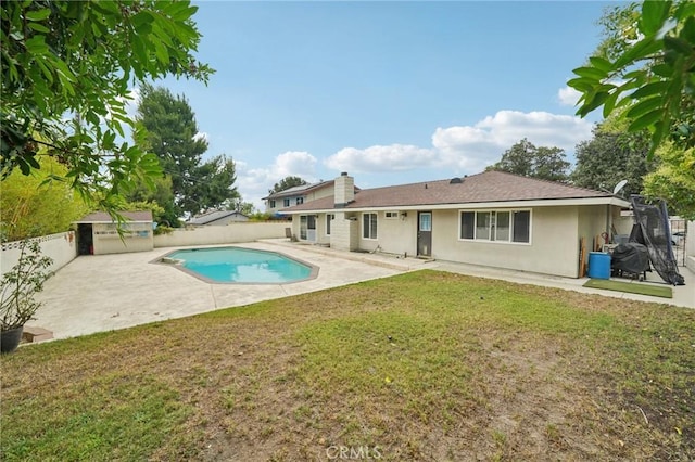 1346 Butler Way, Upland, CA 91786 - view of pool featuring a patio, a fenced backyard, and a storage unit