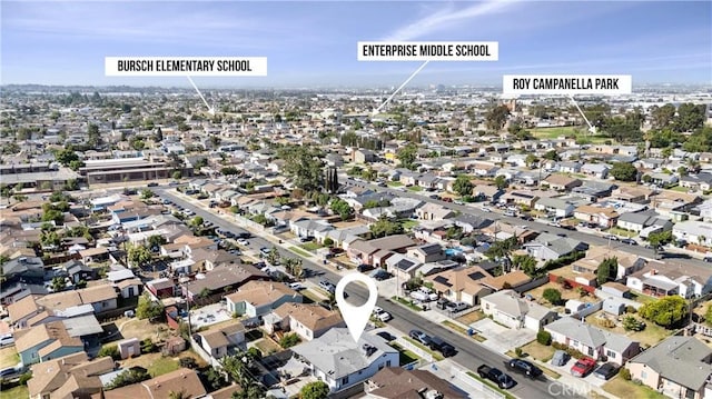 14508 S Corlett Ave, Compton, CA 90220 - aerial view of property and surrounding area with nearby suburban area