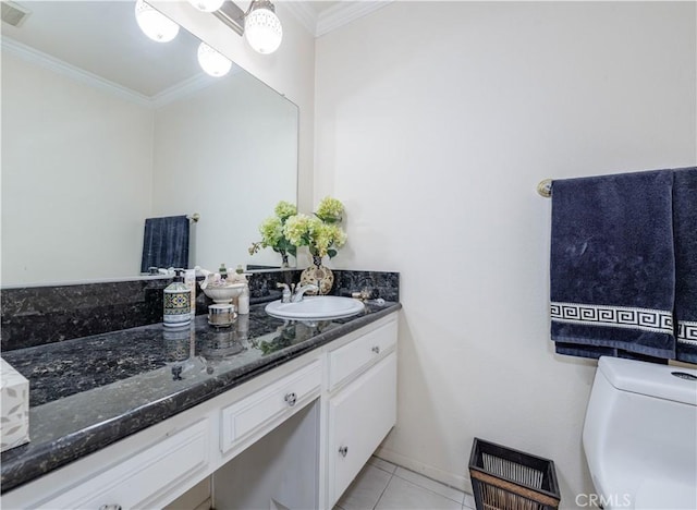 1936 W Cherry Dr, Orange, CA 92868 - bathroom featuring vanity, ornamental molding, and tile patterned floors