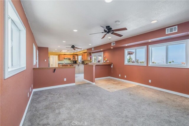 2935 Athel Dr, Hacienda Heights, CA 91745 - unfurnished living room featuring ceiling fan, light carpet, and recessed lighting