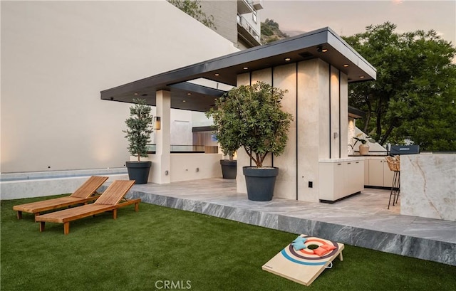 1955 Curson Pl, Los Angeles, CA 90046 - back of property featuring a yard and a patio area