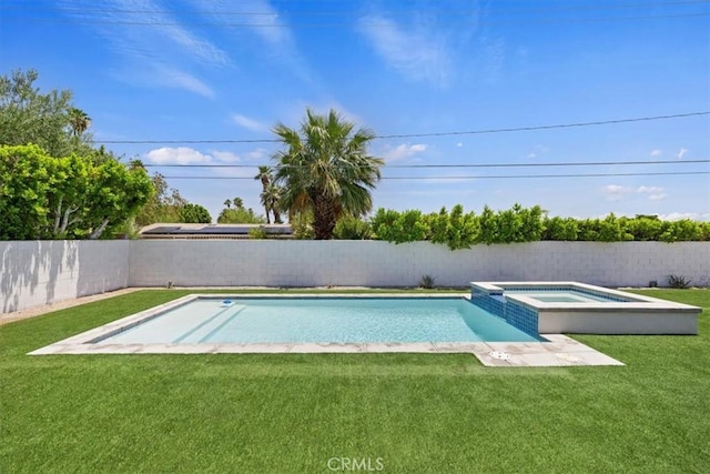 2002 N Whitewater Club Dr N, Palm Springs, CA 92262 - view of swimming pool featuring a fenced backyard and a pool with connected hot tub