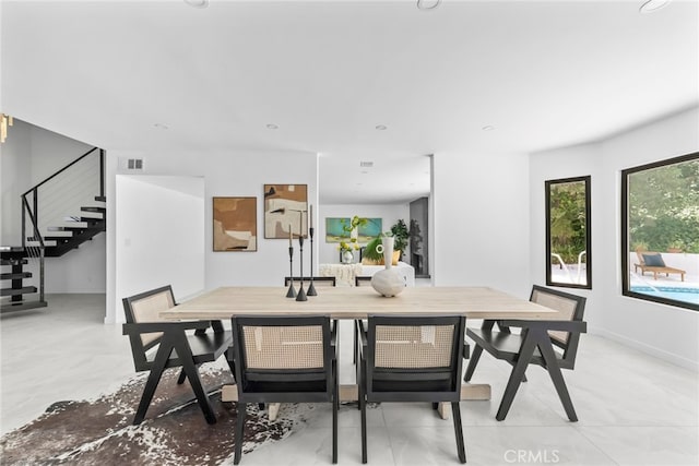 20101 Greenbriar Dr, Tarzana, CA 91356 - dining room featuring stairway and recessed lighting
