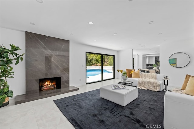20101 Greenbriar Dr, Tarzana, CA 91356 - living area with a premium fireplace and recessed lighting