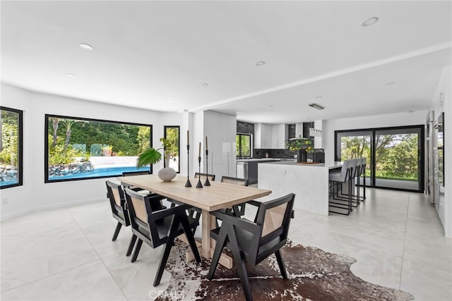 20101 Greenbriar Dr, Tarzana, CA 91356 - dining space featuring plenty of natural light, recessed lighting, and light marble finish floors
