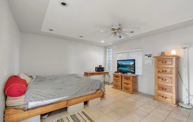 3168 Florine Dr, Lemon Grove, CA 91945 - bedroom featuring light tile patterned floors, ceiling fan, and recessed lighting