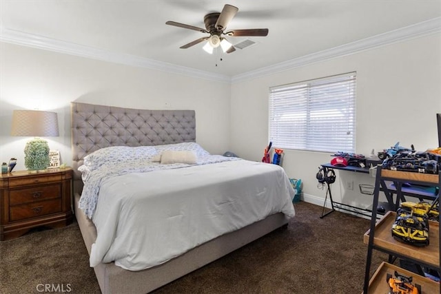 17635 Verde St, Hesperia, CA 92345 - carpeted bedroom featuring crown molding and a ceiling fan