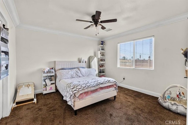 17635 Verde St, Hesperia, CA 92345 - carpeted bedroom featuring ornamental molding and a ceiling fan