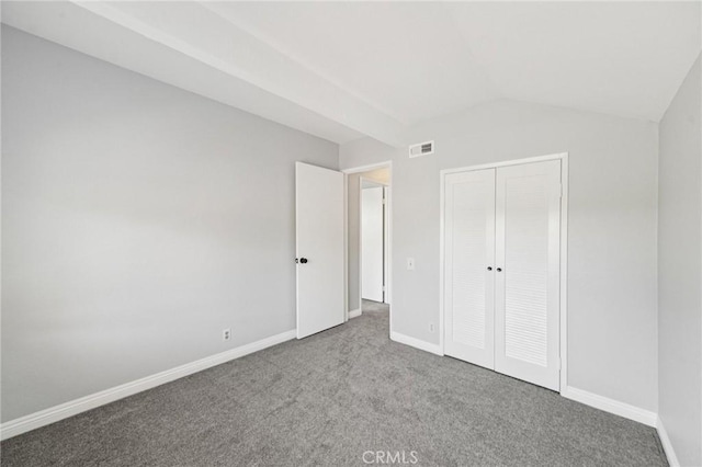 23441 Via Ronda, Mission Viejo, CA 92691 - unfurnished bedroom featuring carpet flooring, lofted ceiling, and a closet