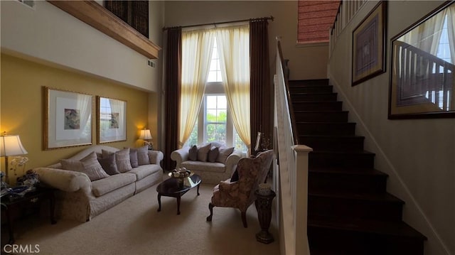 28107 Graciosa St, Valencia, CA 91355 - carpeted living room with stairway and healthy amount of natural light