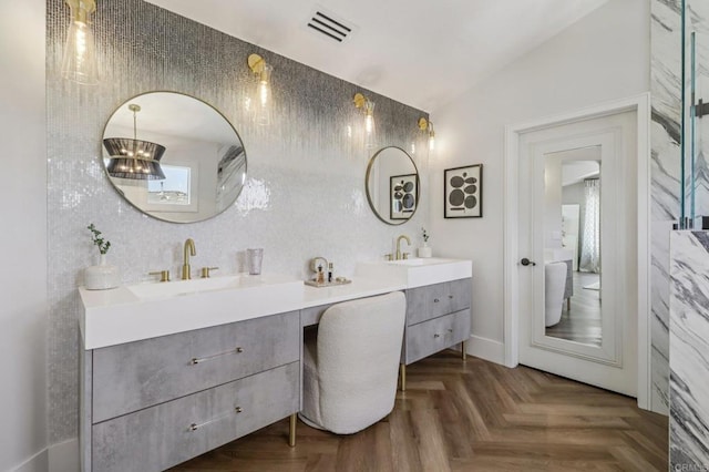 5414 Foxtail Loop, Carlsbad, CA 92010 - full bath featuring double vanity and lofted ceiling