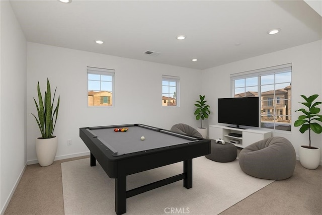 2275 Melogold Way, Corona, CA 92883 - recreation room featuring carpet floors, billiards, and recessed lighting