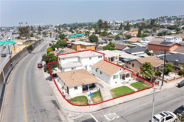 4045 Dennison St, Los Angeles, CA 90023 - aerial perspective of suburban area with property parcel outlined