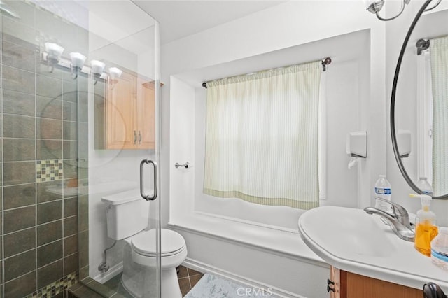 22410 Starwood Dr, Yorba Linda, CA 92887 - full bathroom featuring tiled shower, vanity, and tile patterned flooring
