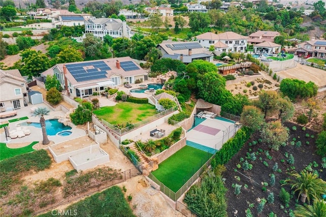 22410 Starwood Dr, Yorba Linda, CA 92887 - aerial view of property's location featuring a pool area and nearby suburban area