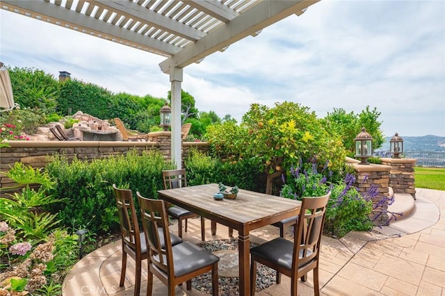 22410 Starwood Dr, Yorba Linda, CA 92887 - view of patio featuring a pergola and outdoor dining area
