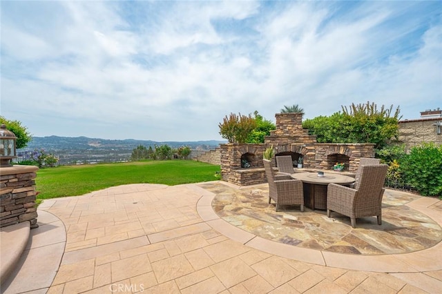 22410 Starwood Dr, Yorba Linda, CA 92887 - view of patio featuring an outdoor stone fireplace