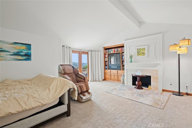 22410 Starwood Dr, Yorba Linda, CA 92887 - carpeted bedroom featuring access to exterior and a fireplace
