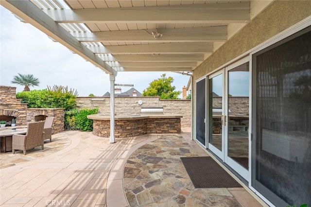 22410 Starwood Dr, Yorba Linda, CA 92887 - view of patio / terrace with exterior kitchen and french doors