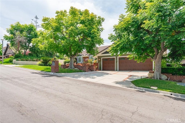 22410 Starwood Dr, Yorba Linda, CA 92887 - view of property hidden behind natural elements with an attached garage and concrete driveway