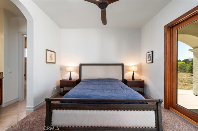 54774 Bautista Rd, Anza, CA 92539 - bedroom with arched walkways and a ceiling fan